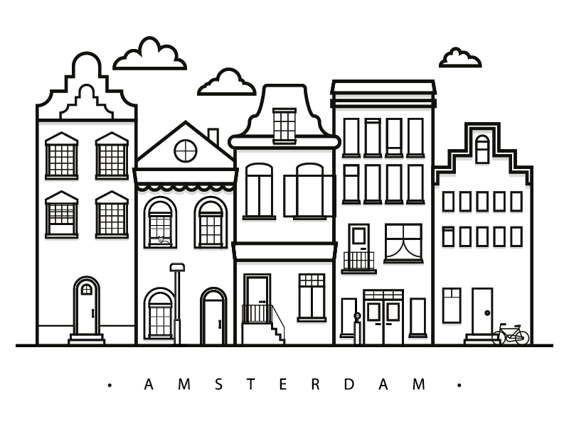 The beautiful city of Amsterdam city amsterdam illustration skyline architecture blackandwhite