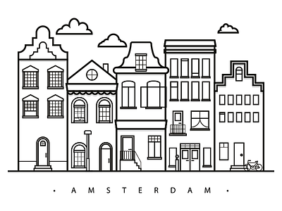 The beautiful city of Amsterdam amsterdam architecture blackandwhite city illustration skyline