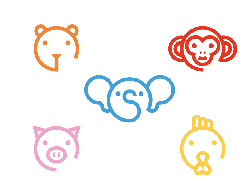 Animals animal animals bear chicken color elephant icon icons illustration monkey pig set