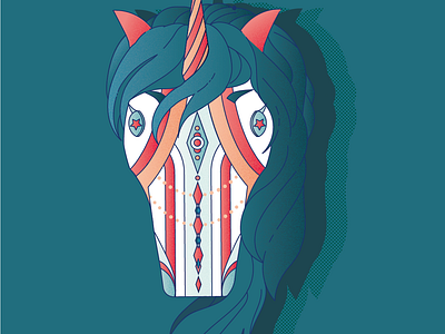 Geometric Animal-Unicorn animation design icon illustration vector