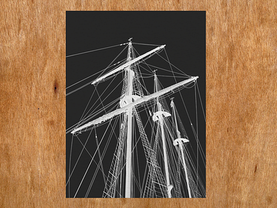 Tall Ship black and white handmade mast print printmaking rigging screen print silkscreen tall ship