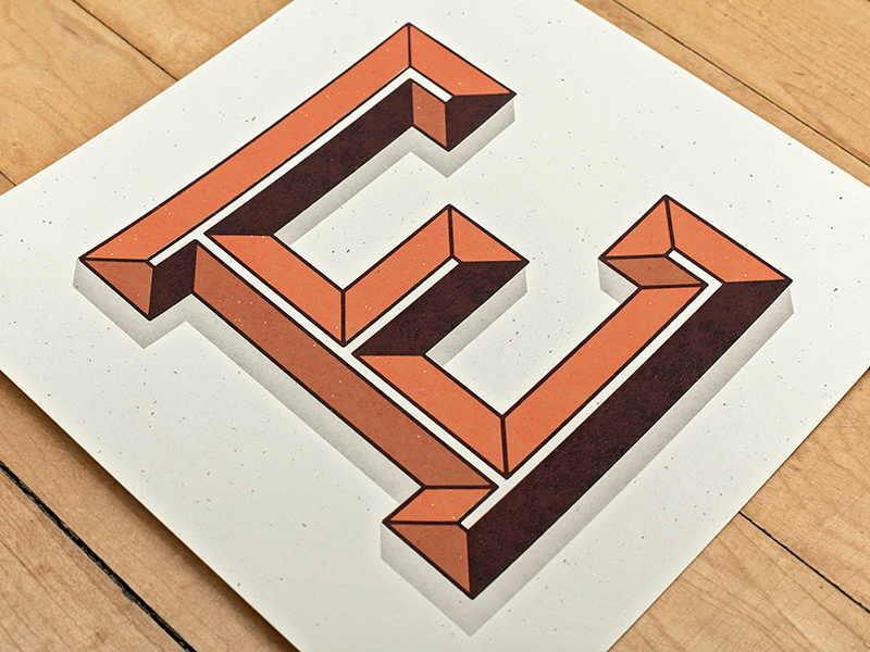E Screen Print type typography lettering printmaking print screen print silkscreen handmade typeface layered system bevel