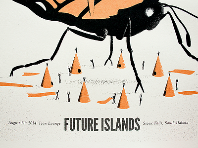 Future Islands butterfly illustration poster print screen print silkscreen texture