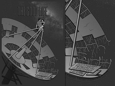 The Good Life poster condensed decrepit gig poster illustration milky way ominous poster saddle creek space