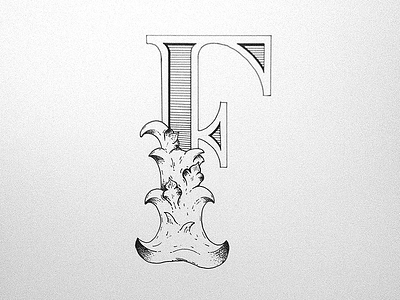 F hand drawn illustration inked lettering sketch type typography