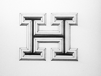 H 3d bevel hand drawn illustration inked lettering sketch type typography