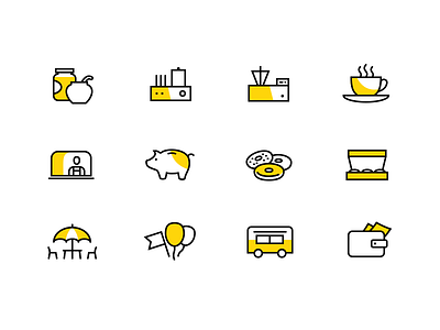 Icons for cafe on wheels