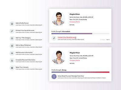 Measuring Profile Completeness foster made process profile profile card ui design ux design