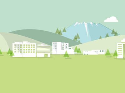 Little town animation city digital illustration landscape mountain