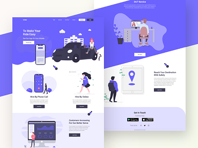 Uride-Landing Page Concept. animation app branding design illustration template typography ui ux web website