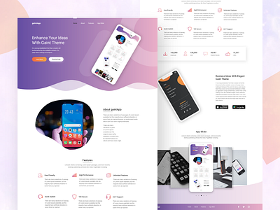 gaintApp-Landing Page Concept animation app brand branding clean design icon illustration illustrator ios logo mobile mobile app template typography ui ux vector web website