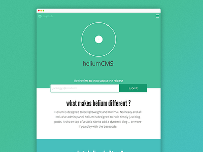 Helium Homepage flat green ui website