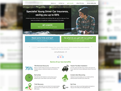 Young Driver Insurance Homepage ui web design