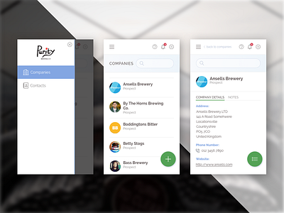 Companies Pages crm mobile web ui