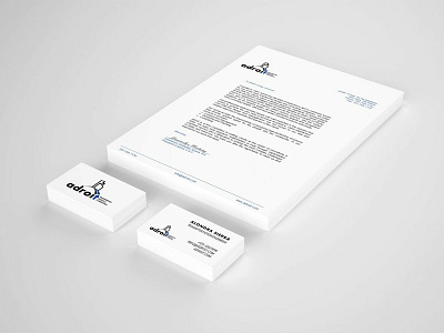 Branding for Adroit branding business card design engineering letter logo