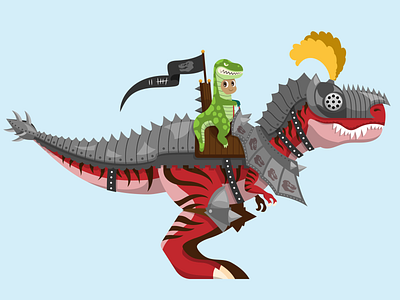 Dino Knight T-Rex childrens illustration digital dinosaur dinosaurs flat vector illustration knight vector