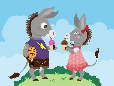 Siblings In Summer animal art character design childrens illustration cute digital donkey illustration vector