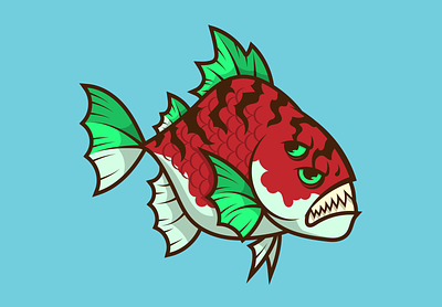 Red Fish Dangerous Fish animal art digital fish illustration piranha vector vector art