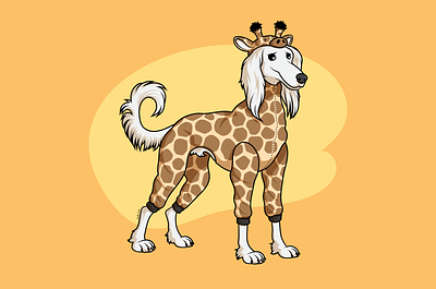 Saluki Dressed As A Giraffe animal art childrens illustration cute digital dog giraffe illustration saluki vector vector art