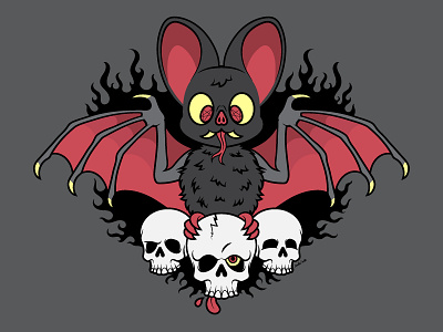 Devilish Little Bat animal art bat childrens illustration dark art devil digital goth gothic illustration vector vector art