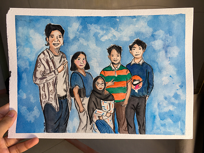 Friends illustrations watercolor sketch