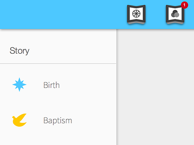 Birth Story Menu app design icon icons menu ui ux web webapp