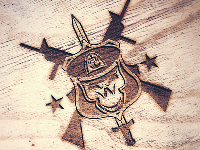 Military Emblem Mock-Up emblem illustrator military vector wood burning