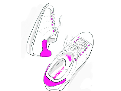 Stan Smith in Pink adidas beauty blue hair color fashion illustration ipad neon pink shoes sneakers vector