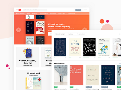 Online Reader web site design banners books category landing page promo reader ui ux
