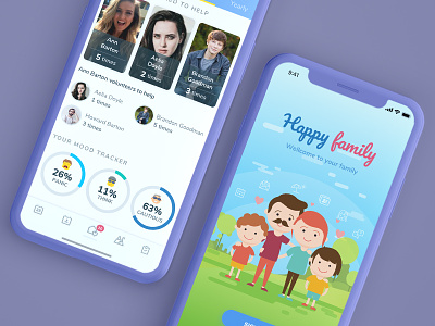 Happy Family App family mobile design productivity scheduler ui ux wireframing