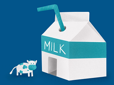 Moooooo-lk blue cow funny grain house illustration milk noise straw surrealism