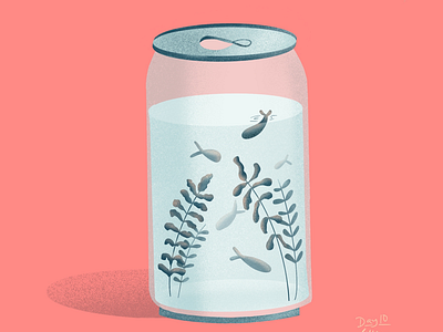 Monday Blues 🌊 fish grain illustration noise ocean plants sea soda surreal transparent water