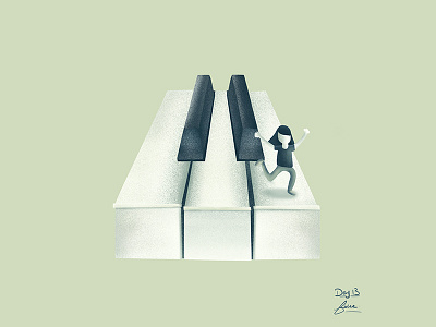 Dancing on Keys cute digital art grain human illustration music noise piano procreate surrealism