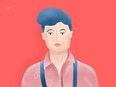 Square Jawed blue colours cute design digital art grain hipster human illustration male portraits noise portraits prints procreate