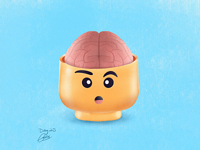 Inside a Legoman brain cute digital art grain illustration lego noise procreate surrealism