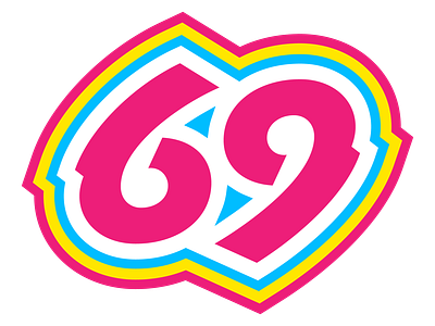 69 69 blue design graphic graphic design graphic art graphic artist graphic artists pink sticker sticker art sticker design sticker mule white yellow