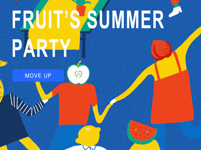 FRUIT'S SUMMER PARTY splash page ui illustration