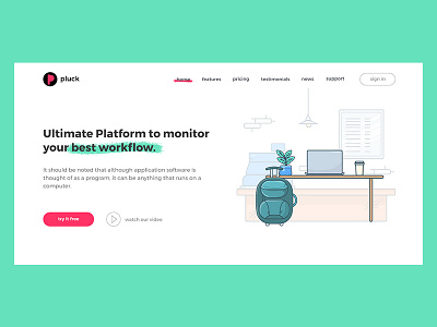 Pluck Software Landing Page Concept