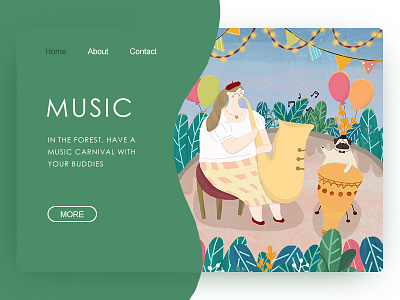 森林音乐会 illstration ui 巴哥 插画 胖妞 音乐