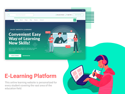 Website of Online Learning 2020 trends clean course elearning elearning courses learning minimal online learning online study product student teacher ui