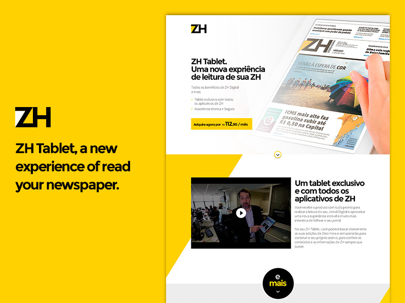 ZH Tablet landing page ui visual design design