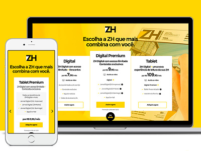 Zero Hora design landing page pricing page responsive ui visual design