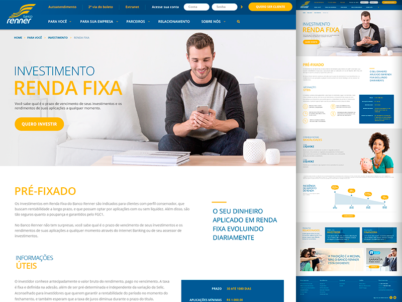 Banco Renner ui landing page visual design ia website site web design
