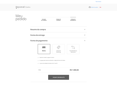 Daycoval - Checkout Page ai interface ux website wireframe