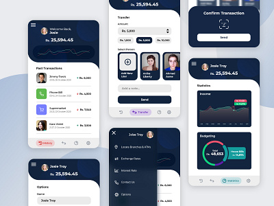 Mobile Banking Application Concept app ui bank app clean design finance app flat minimal mobile banking ui ux wallet app