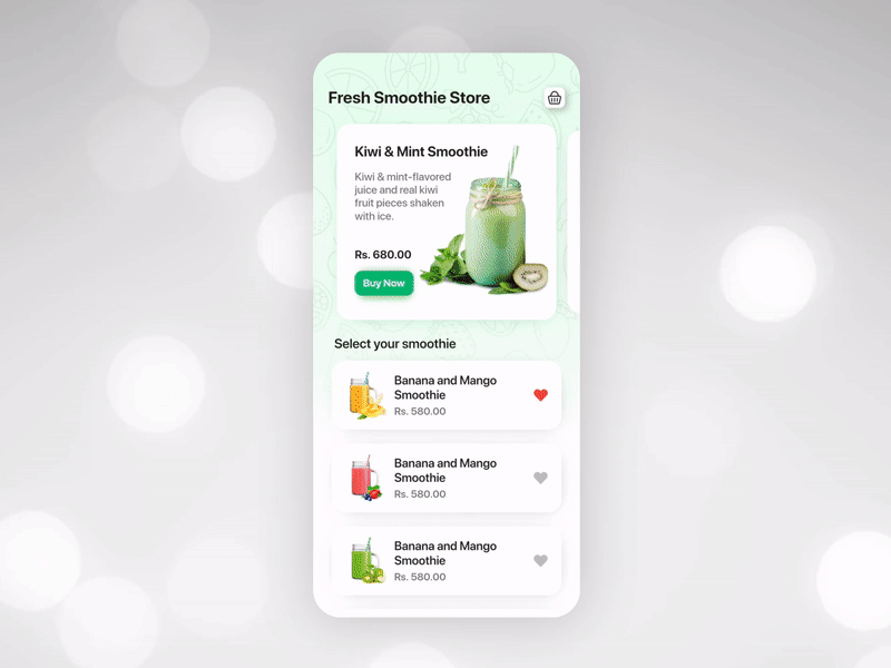 Smoothie Store Mobile Application Concept app ui clean design flat interaction interaction animation minimal mobile app mobile ui navigation smoothie ui uidesign uiux ux