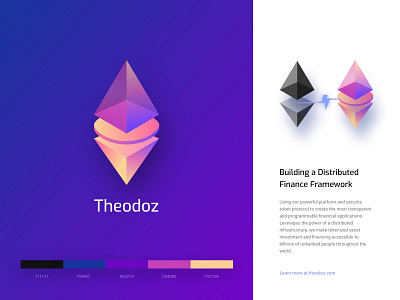 Theodoz Logo blockchain blue branding ethereum gradient isometric logo logo 3d purple