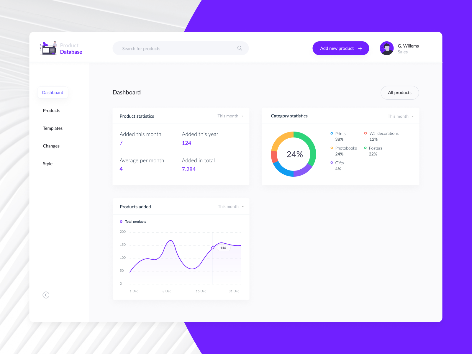 Product database UI exploration by Sander de Bruijn on Dribbble