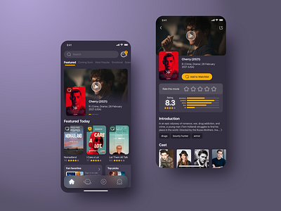 Film and television review app app design ui