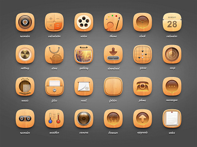 Icon Design - Wooden 2.5d design icon theme ui wooden